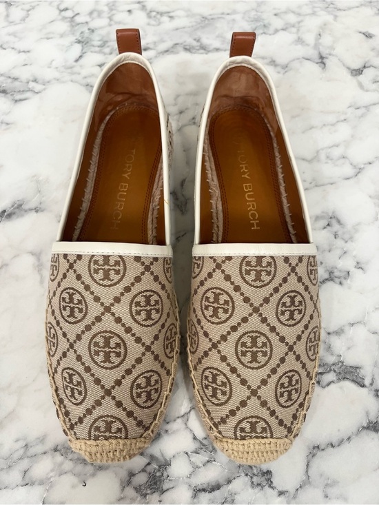 Tory Burch Shoes - Tory Burch T Monogram Espadrille Flats Shoes Tan Brown 9.5